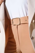 Bol Paça Kemerli Salaş Pantolon Latte thumbnail 4