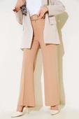 Bol Paça Kemerli Salaş Pantolon Latte thumbnail 1