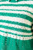 Çizgili Delikli Triko Kazak Zümrüt - 4