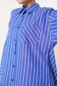 Çizgili Salaş Gömlek Lacivert thumbnail 4