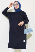 Armalı Uzun Basic Tunik Lacivert - 1