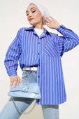 Çizgili Salaş Gömlek Lacivert thumbnail 1