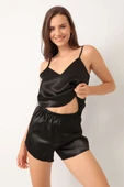 Askılı Saten Pijama Takımı Siyah thumbnail 2