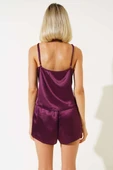 Askılı Saten Pijama Takımı Mürdüm - 3