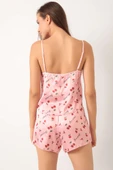 Kiraz Desen Askılı Saten Pijama Takımı Pembe thumbnail 3