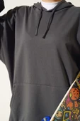 Kapüşonlu Oversize Sweat Füme thumbnail 4