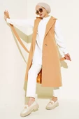 Kuşaklı Sıfır Kol Trençkot Camel thumbnail 1