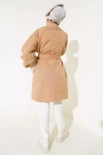 Balon Kol Kuşaklı Kısa Trençkot Camel thumbnail 3