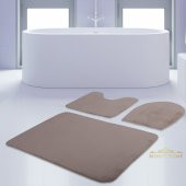 Bonny Home Unicolor Düz Vizon 3lü Banyo Paspası Halısı Seti Kaymaz Klozet Takımı - 1