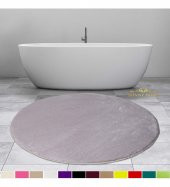 Bonny Home Elite Gri 120x120 cm Yuvarlak Peluş Banyo Paspası Kaymaz Taban Pufidik Banyo Halısı - 1