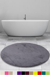 Bonny Home Elite Antrasit 120x120 cm Yuvarlak Peluş Banyo Paspası Kaymaz Taban Pufidik Banyo Halısı - 1