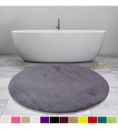 Bonny Home Elite Antrasit 100x100 cm Yuvarlak Peluş Banyo Paspası Kaymaz Taban Pufidik Banyo Halısı - 1