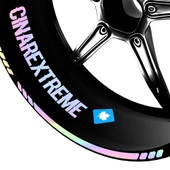 Çınar Extreme® Hypnotic Gökkuşağı Hologram Efektli 4 Parçalı Kesikli Motosiklet Jant Şeridi Sticker thumbnail 2