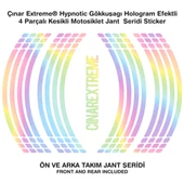 Çınar Extreme® Hypnotic Gökkuşağı Hologram Efektli 4 Parçalı Kesikli Motosiklet Jant Şeridi Sticker thumbnail 3
