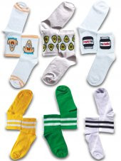 HI-SOCKS DESENLİ RENKLİ 6'LI ÇORAP SETİ - 1