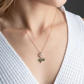 Vaoov 925 Ayar Gümüş Taşlı Çiçek Kolye thumbnail 4