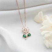 Vaoov 925 Ayar Gümüş Taşlı Çiçek Kolye thumbnail 3