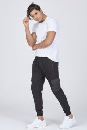 Siyah Erkek Kargo Cepli Eşofman Altı Mascarano - 7