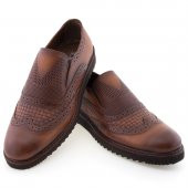 Taba Baskılı Zımba Delikli Wingtip Klasik Erkek Ayakkabı - 1