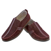 Bordo Süet Baskılı Saraçlı Günlük Erkek Ayakkabı - 1