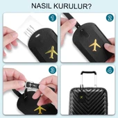 BAVUL VALİZ ETİKETİ 3 ADET , DERİ BAVUL ASKISI , ADRES ETİKETLİ BAVUL İÇİN SEYHAT ÇANTALARINIZI HIZLI BULMANIZ İÇİN. - 4