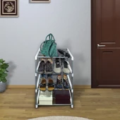 Metal Borulu 4 Katlı Ayakkabılık Çok Amaçlı Organizer Raf Banyo Kiler Metal Hurç - 2