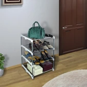 Metal Borulu 4 Katlı Ayakkabılık Çok Amaçlı Organizer Raf Banyo Kiler Metal Hurç - 1