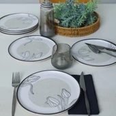 Keramika Keraart Shade Flowers Nordic Pasta Tabağı 22 Cm 6 Adet 21848 - 2