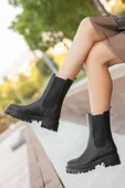 UNTE Siyah Cilt Lastik Detaylı Kadın Bot thumbnail 2