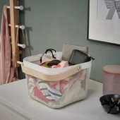 IKEA Rısatorp Dekoratif Çelik Beyaz Sepet Kutu Beyaz 25x26x18 Cm - 3