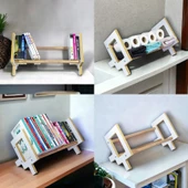 Masaüstü Kitaplık Ahşap Kitap Rafı Banyo Havlu Organizer Düzenleyici Kitaplık 50cm MDF - 3