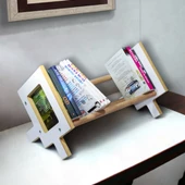 Masaüstü Kitaplık Ahşap Kitap Rafı Organizer Düzenleyici MDF Kitaplık Çocuk Kitaplığı 50cm - 1