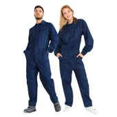 Şensel, Yazlık Kot Tulum, Lacivert -55E1445- İş Elbisesi, UNISEX - 1