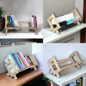 Masaüstü Kitaplık Ahşap Kitap Rafı Banyo Havlu Çok Amaçlı Organizer Düzenleyici - 6
