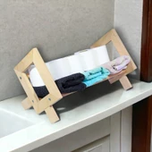 Masaüstü Kitaplık Ahşap Kitap Rafı Banyo Havlu Çok Amaçlı Organizer Düzenleyici - 2