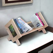 Masaüstü Kitaplık Ahşap Kitap Rafı Banyo Havlu Çok Amaçlı Organizer Düzenleyici - 4