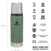 Stanley Legendary Klasik Vakumlu Paslanmaz Çelik Termos 0.47 LT(16 OZ) - Hammertone Green - 4
