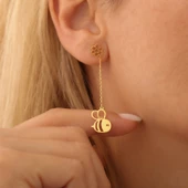 925 Ayar Gümüş Bal ve Petek Temalı Küpe - E00246 - 1