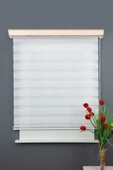 Blind-X Beyaz Dar Plise Stor Zebra Perde Balkon Perdesi, Oturma Odası Perdesi Alüminyum Dayanıklı Kasa - 2