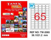 TANEX TW-2065 LAZER BİLGİSAYAR ETİKETİ 38,1*21,2 MM 100 YAPRAK - 1
