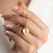 Vaoov 925 Ayar Gümüş Opal Taşlı Kalp ve Anahtar Kolye thumbnail 3