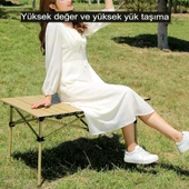Orta Boy Piknik Masası Taşınabilir Katlanır Kamp Bahçe açılıp kapanır Masa Yemek Masası Siyah - 7