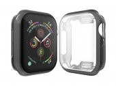 Apple Watch 38 - 40 - 42 - 44mm 360 Koruma Siyah Yumuşak Silikon Kılıf (Önü Kapalı) - 1