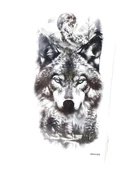 Hayal Sepeti Geçici Dövme 9,5x19CM Tattoo Minimal Tattoo Aksesuar Şık  KURT MODELİ - 6