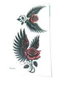 Hayal Sepeti Geçici Dövme 9,5x19CM Tattoo Minimal Tattoo Aksesuar Şık  KANATLI KIRMIZI GÜL MODELİ - 5
