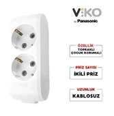 VİKO Multilet İkili Grup Priz Topraklı Klemensli (Kablosuz) - 1