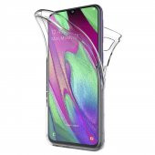Samsung Galaxy A40 360 Derece Şeffaf Silikon Kılıf Komple Koruma - 1