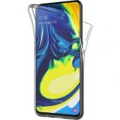 Samsung Galaxy A80 360 Derece Şeffaf Silikon Kılıf Komple Koruma - 1