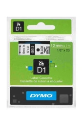 Dymo D1 Şerit Standart 12 MMx7 MT Beyaz Üzerine Siyah 45013 S0720530 - 1
