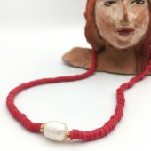 Doğal İncili Fimo Boncuk Kolye - 4